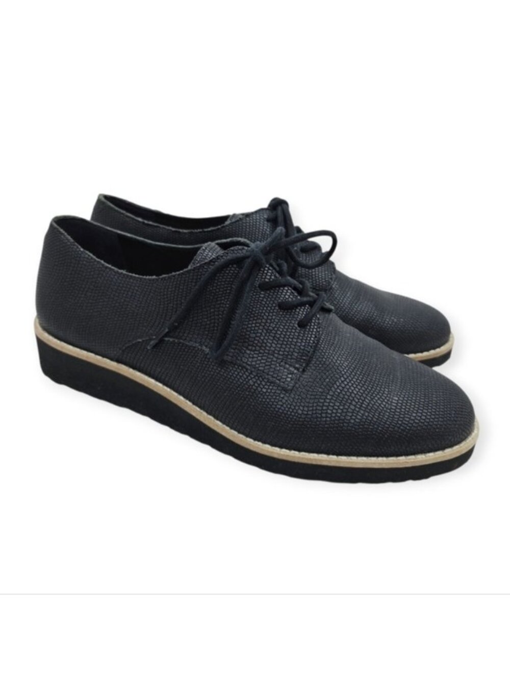 Nurture Devereaux Black Leather Lace Up Loafers Oxford Shoes Women's Size 7